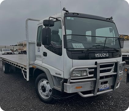White tray truck